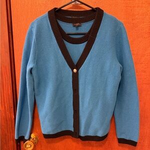 Talbots Blue Cardigan (+ under shirt). 2 piece set!